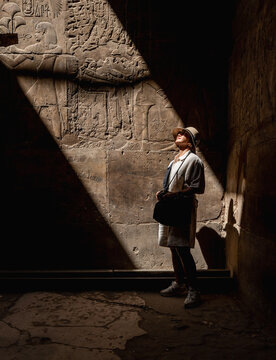Tourist admiring the ancient temple  in Luxor - Egypt
