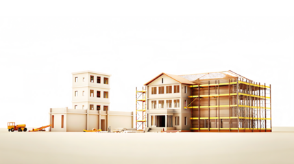 construction architecture development isolated on white background PNG. GENERATIVE AI