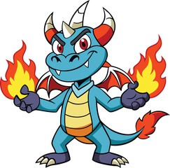 hybrid demon dragon casting fireball emojis logo