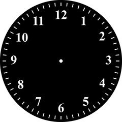 Mechanical clock faces with arabic numerals, bezel. Blank measuring circle scale. Timer or stopwatch.