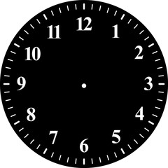 Mechanical clock faces with arabic numerals, bezel. Blank measuring circle scale. Timer or stopwatch.