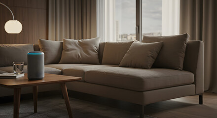 Smart Speaker in a Serene Modern Living Room