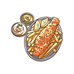 Delicious Fish and Chips Illustration
