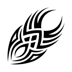 Tribal tattoo shape with interwoven sharp lines and flame edges
