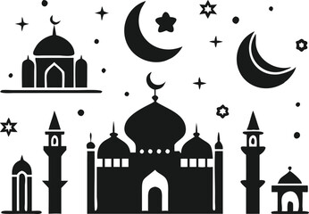 Silhouette of a Majestic Mosque at Night