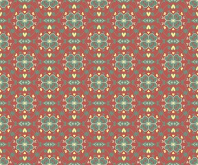 Flower in green and grey tone with yellow heart and red brown background
