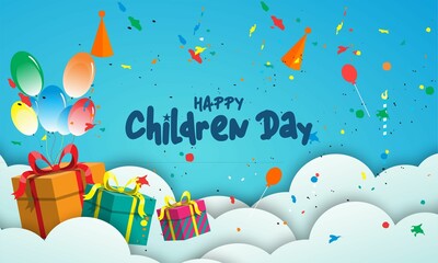 happy children day Design , Suitable For Posters, Backgrounds, Greeting Cards, World Children's Day Themed