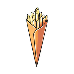 French Fries in Paper Packaging Illustration