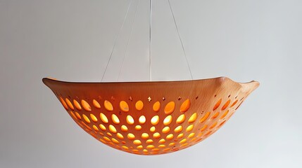 Obraz premium Hanging pendant light using an old colander as a lampshade
