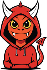 hybrid demon dragon in a hoodie logo on white background