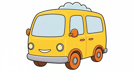 Cartoon yellow van illustration for kids activities