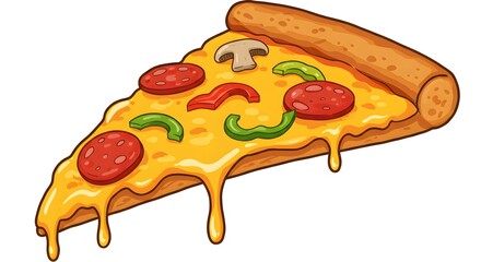 Serving Slice of Pepperoni Pizza with Melting Cheese and Toppings