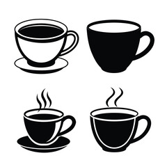 Simple Coffee Cup Vector Silhouettes for Designers