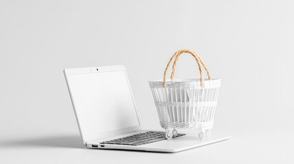 Minimalist product photography white object and clear tote bag on white background