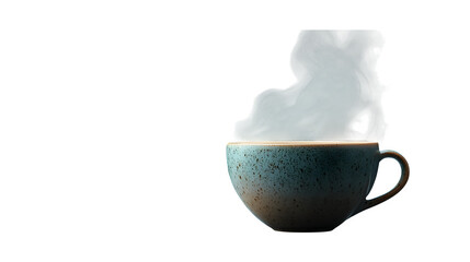 Steaming green tea in cup isolated on white background