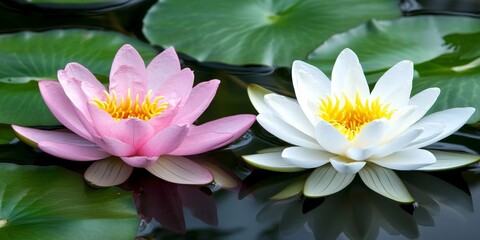Delicate Water Lilies in a Pond