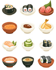 Japanese food illustrator on white background