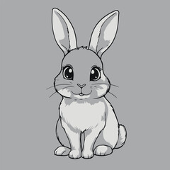 Rabbit Sticker, Rabbit Vector design, Rabbit Flat design, Rabbit Vector art sticker design.