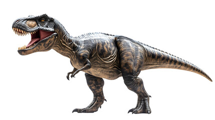 Fototapeta premium Tyrannosaurus rex silhouette, dramatic pose, isolated on white background