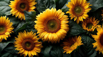 Fototapeta premium Elegant sunflower blooming flower product mockup with natural light summer vibe top view creative floral background