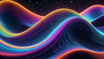 Obraz premium Vibrant Neon Waves with Fluid Patterns in Abstract Digital Art