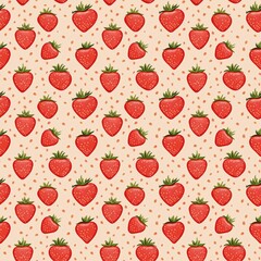 Adorable Seamless Strawberry Pattern with Sweet Red Berries and Playful Vibe, Perfect for Cute Fabric & Prints