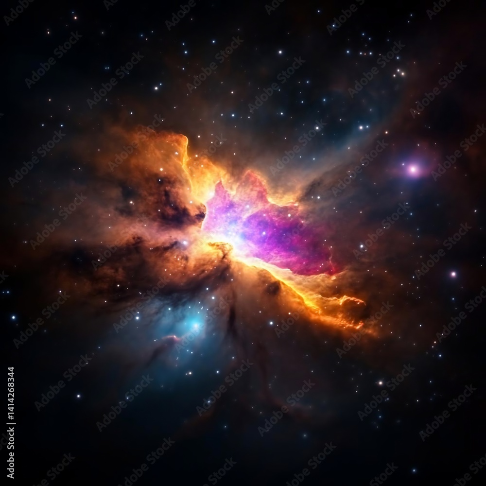 Aufkleber cosmic vista of a nebula showcasing vibrant hues and stellar formations set against a dark backdrop 