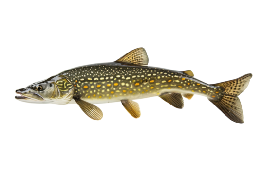 Captivating brook trout resting gracefully on a white background in early morning light isolated on transparent background