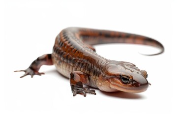 Obraz premium Vibrant salamander showcasing intricate patterns while exploring a bright, clean environment isolated on transparent background