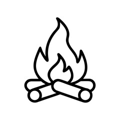 Campfire with Stacked Logs and Flames Icon Design