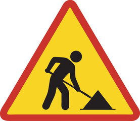 Road Work Ahead Warning Sign Construction, icon, vector