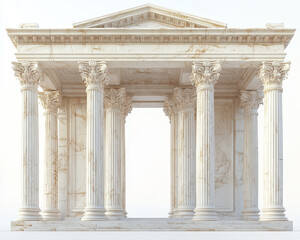 Obraz premium Detailed Image of Classical Greek Entablature with Corinthian Columns on White Background