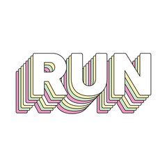 RUN typography graphic design, for t-shirt prints, vector illustration