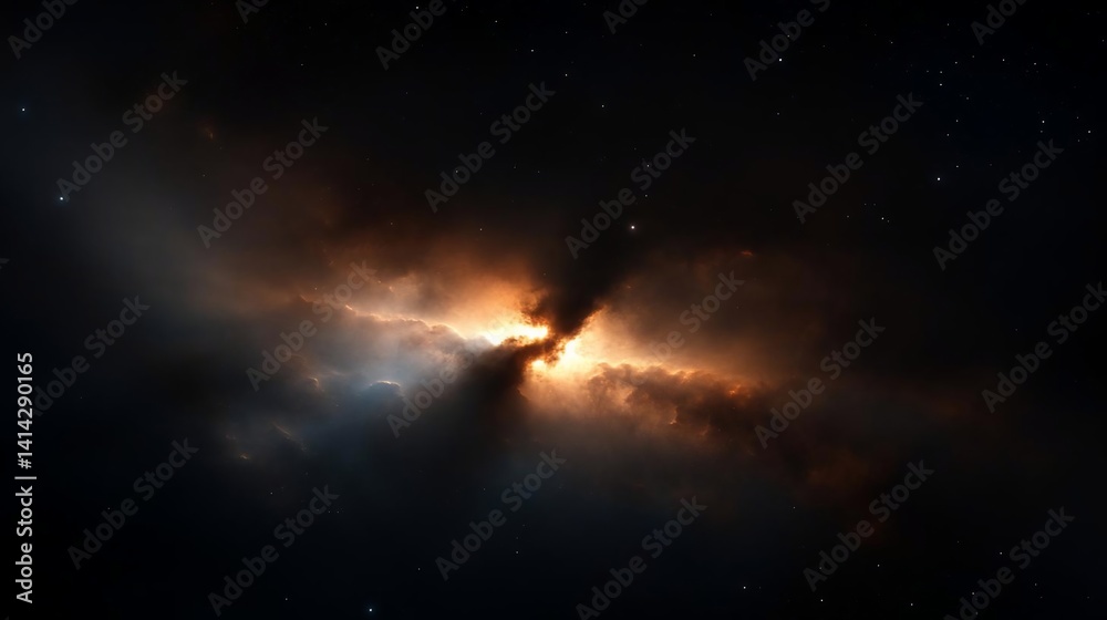 Leinwandbilder celestial scene of fiery nebula with radiant light against dark background. the image showcases deta