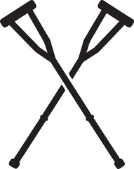 Crossed Crutches Silhouette Mobility Aid, icon, vector