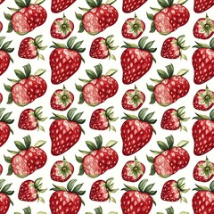 Delicate Watercolor Strawberry Seamless Design, Capturing the Soft, Fresh Vibes of Hand-Painted Fruit Motifs
