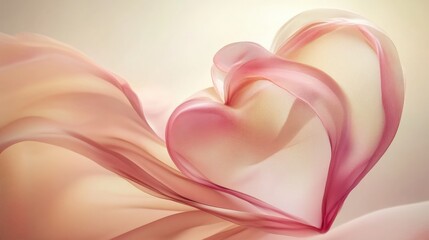 Elegant Pink Heart Shape Abstract Art with Gentle Flowing Fabric