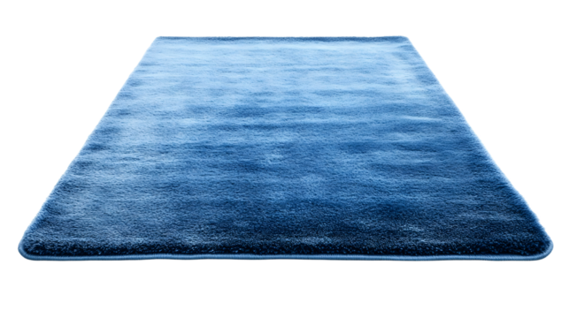 Plain light blue rectangular rug with a soft isolated on white background