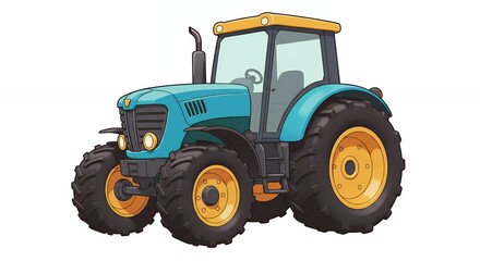 Obraz premium Cartoon blue tractor illustration for farm related materials