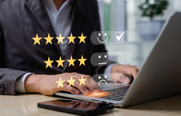 Service concept, online satisfaction survey and customer rating service, consumer's experience,...