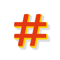 Obraz premium Colorful hashtag symbol representing social media and tagging on a white background