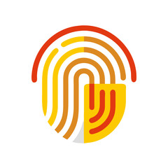 Colorful fingerprint icon symbolizing biometric security on a white background