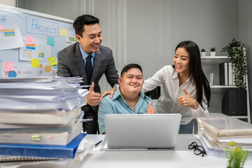 Asian young businessman patient work with manager in office workplace.