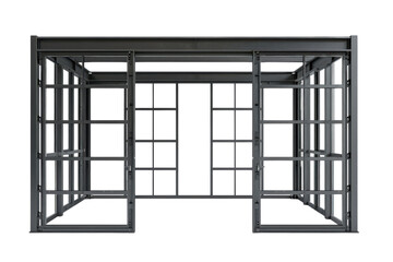 Stylish modern glass house structure showcasing minimalistic design and open spaces isolated on transparent background