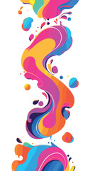 Fototapeta premium Colorful abstract splash with pink, orange, and blue swirls on white background flat vector illustration