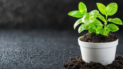 Naklejka premium Vibrant green potted plant nature growth eco friendly stock photo