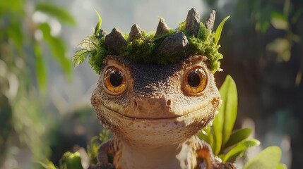 Fototapeta premium Close-up of a friendly, fantastical lizard creature.