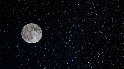 Naklejka premium Full moon night sky, stars background, celestial, astronomy, space wallpaper