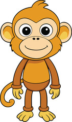 Fototapeta premium cute yellow little monkey illustration cartoon icon vector
