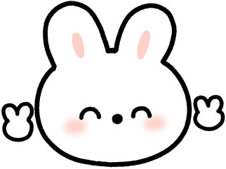 브이 포즈를 한 귀여운 토끼 캐릭터 일러스트 스티커